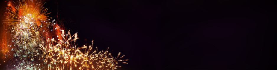 Fireworks with black background and space for text