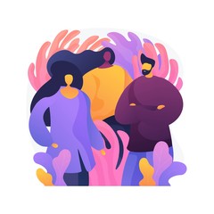 Diverse people group. Professional entrepreneurs, creative business team, adult friends. Young confident man and women, colleagues standing together. Vector isolated concept metaphor illustration