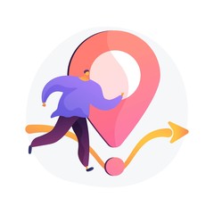 Sightseeing tour, landmark visit. Milestone accomplishment, moving forward, roadmap progress decorative design element. GPS navigation, location pin. Vector isolated concept metaphor illustration