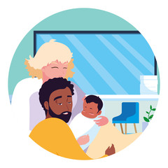 Mother and father with baby vector design