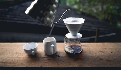 Drip coffee at home in the morning