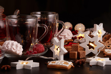 Fruit tea. Christmas and New Year composition.