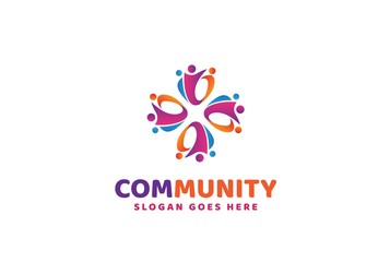 Fototapeta premium People care fun colorful illustration for health and education logo design