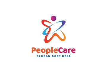 People care fun colorful illustration for health and education logo design