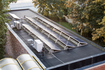 solar panels on a flat roof