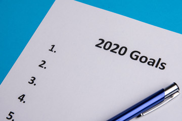 List of goals for 2020. . From Above. Copy space