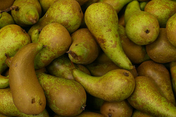 Green pears at a famers market