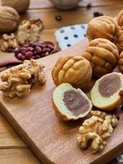 Korean Food Walnut Sweets and green tea