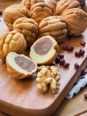 Korean Food Walnut Sweets and green tea