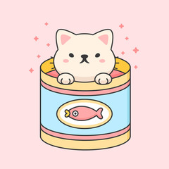 Cute cat in a tuna can