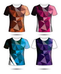  t-shirt templates abstract geometric collection of different colors polygonal mosaic