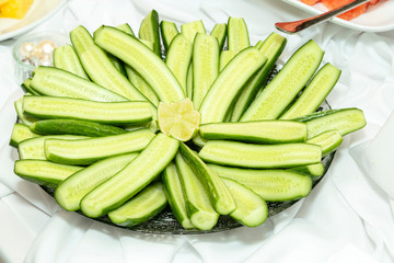 Fresh Cucumber Sliced and Displayed