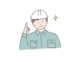 ヘルメットの男性　ポイント