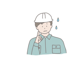 ヘルメットの男性　困る