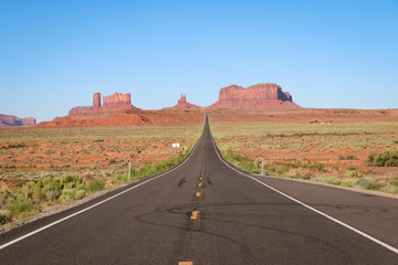 Fototapeta na wymiar Buttes against Route 163 in Monument Valley