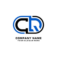 CQ initial letters looping linked oval elegant logo blue, black