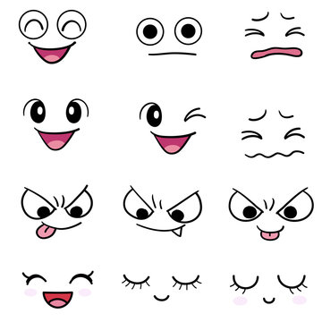 Various funny cartoon facial expressions