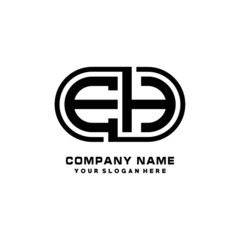 EH initial letters looping linked oval elegant logo blue, black