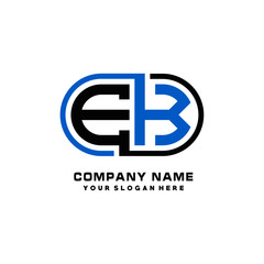 EK initial letters looping linked oval elegant logo blue, black