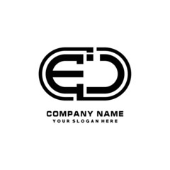 EJ initial letters looping linked oval elegant logo blue, black