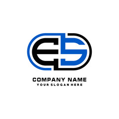 Obraz premium ES initial letters looping linked oval elegant logo blue, black