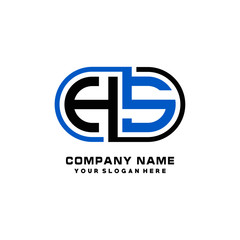 HS initial letters looping linked oval elegant logo blue, black