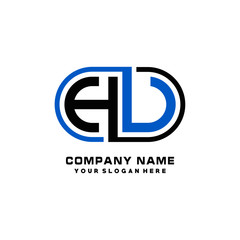 HU initial letters looping linked oval elegant logo blue, black