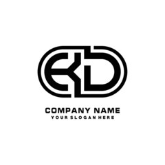KD initial letters looping linked oval elegant logo blue, black