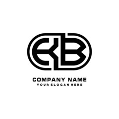 KB initial letters looping linked oval elegant logo blue, black