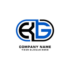 KG initial letters looping linked oval elegant logo blue, black