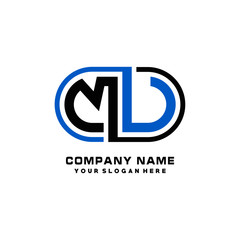 MU initial letters looping linked oval elegant logo blue, black