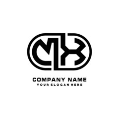 MX initial letters looping linked oval elegant logo blue, black