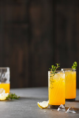 Lemon  liqueur limoncello with ice