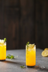 Lemon  liqueur limoncello with ice