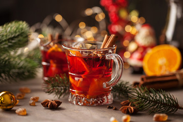 Christmas mulled wine with spices