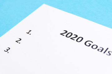 List of goals for 2020. Copy space