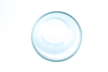 The top view of the glass. Isolated white background.