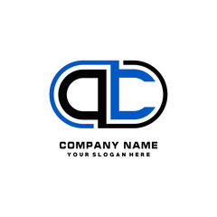 OC initial letters looping linked oval elegant logo blue, black