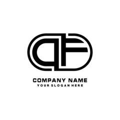 OF initial letters looping linked oval elegant logo blue, black