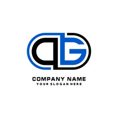 Fototapeta premium OG initial letters looping linked oval elegant logo blue, black