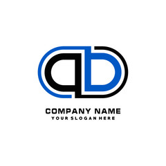 OO initial letters looping linked oval elegant logo blue, black