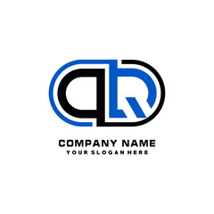 OQ initial letters looping linked oval elegant logo blue, black