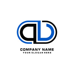 OU initial letters looping linked oval elegant logo blue, black