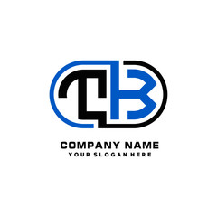 TK initial letters looping linked oval elegant logo blue, black