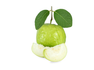 Fototapeta na wymiar Fresh guava fruit with slice isolated on white background