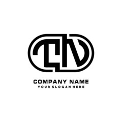 TN initial letters looping linked oval elegant logo blue, black