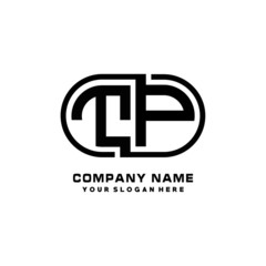 Fototapeta premium TP initial letters looping linked oval elegant logo blue, black