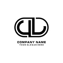 UL initial letters looping linked oval elegant logo blue, black