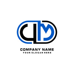 UM initial letters looping linked oval elegant logo blue, black