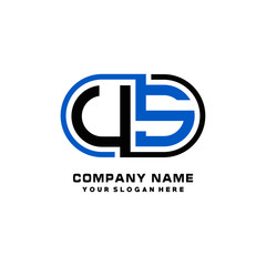 US initial letters looping linked oval elegant logo blue, black